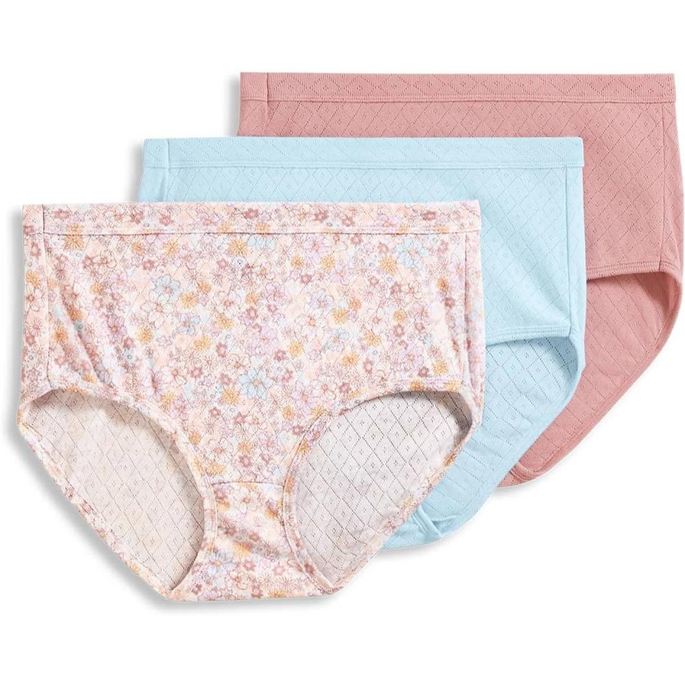 imageJockey Womens Underwear Elance Breathe Brief 3 PackEarth RoseSunday FloralIceberg