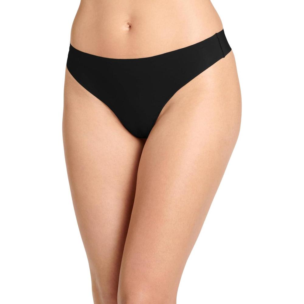 imageJockey Womens Underwear Invisible Edge Microfiber ThongBlack