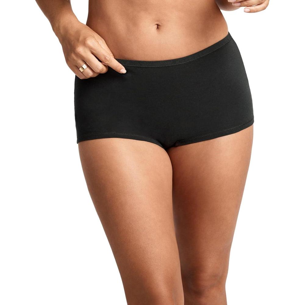 imageJockey Womens Underwear Organic Cotton Stretch BoyshortBlack