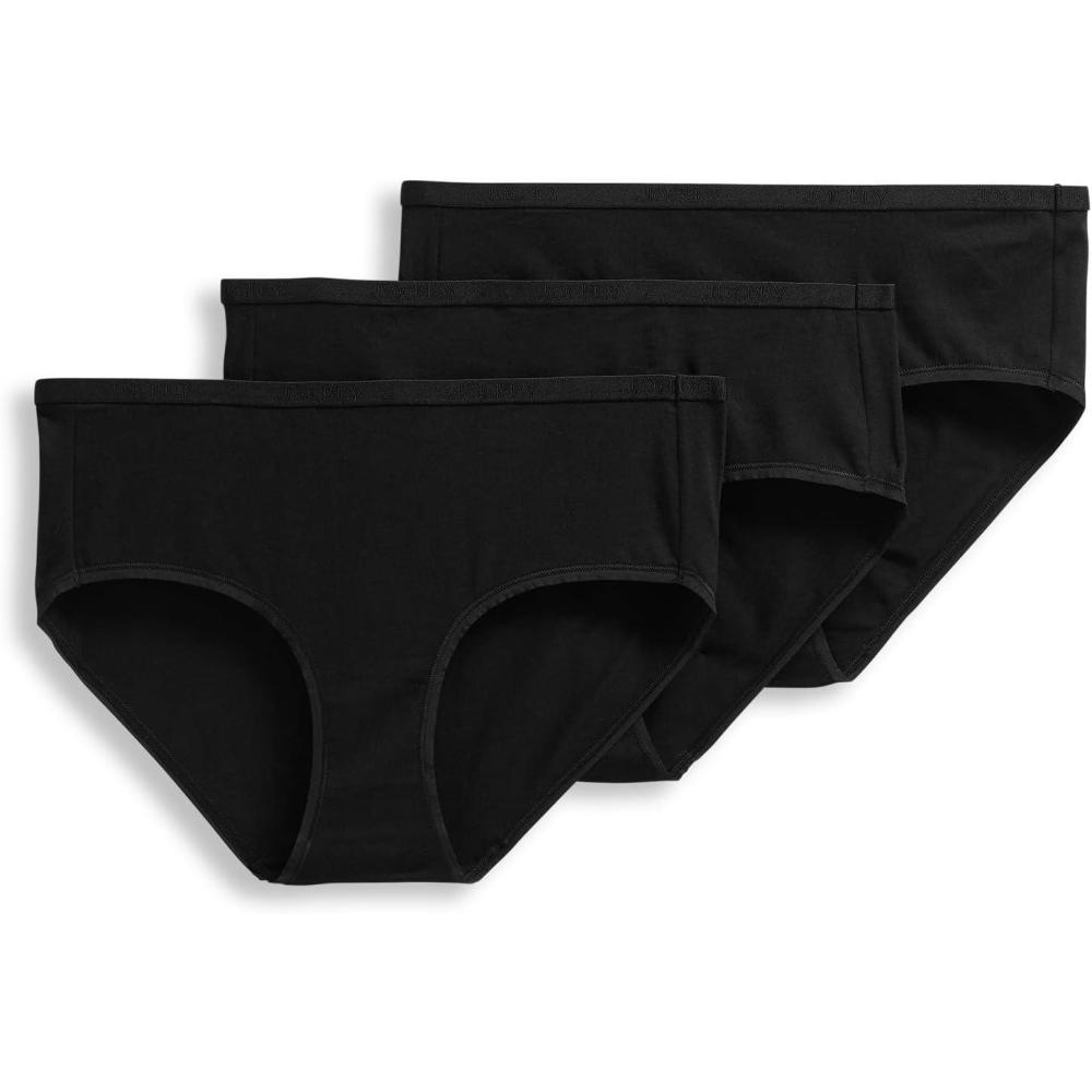 imageJockey Womens Underwear Organic Cotton Stretch Logo Hipster  3 PackBlack