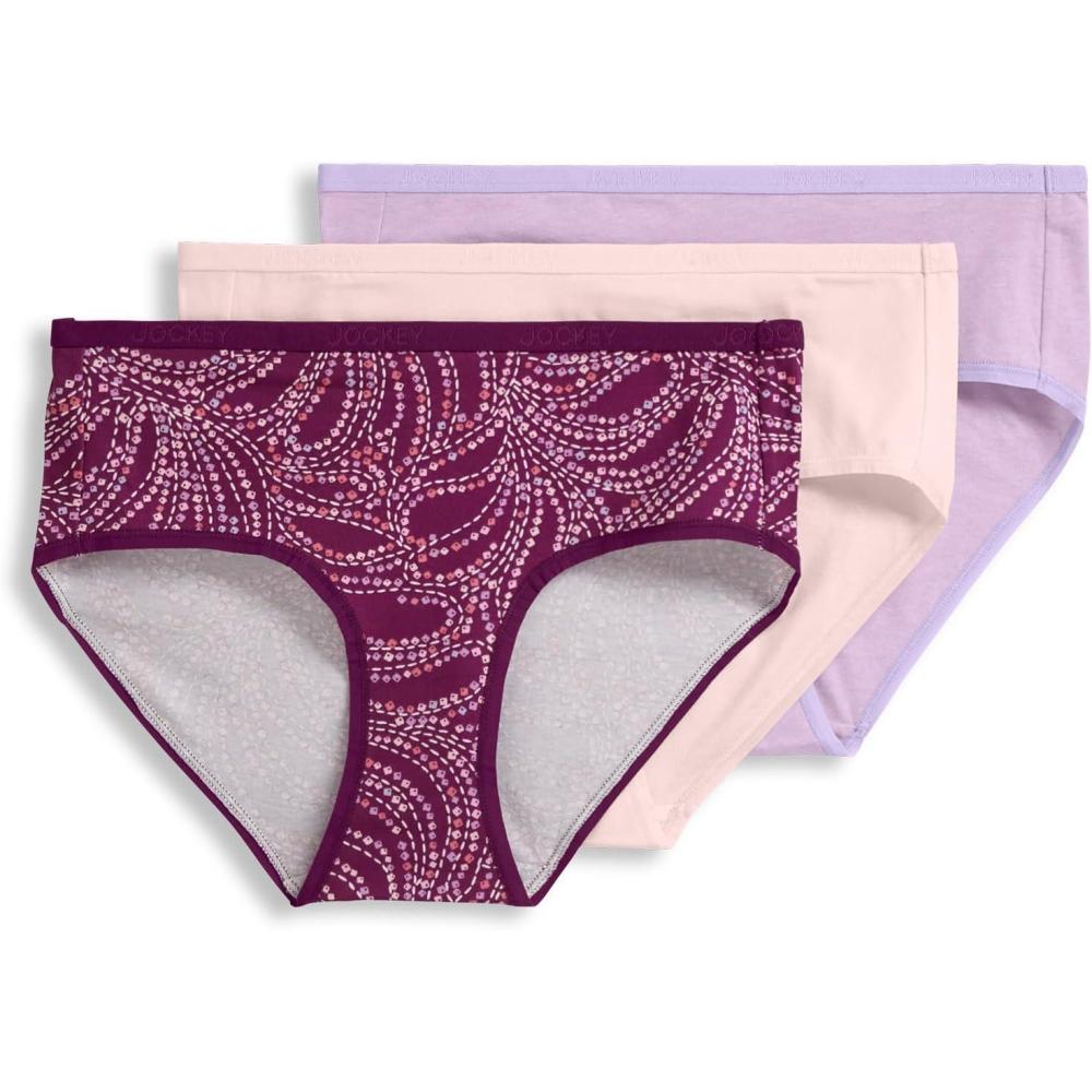 imageJockey Womens Underwear Organic Cotton Stretch Logo Hipster 3 PackLilac Cascade