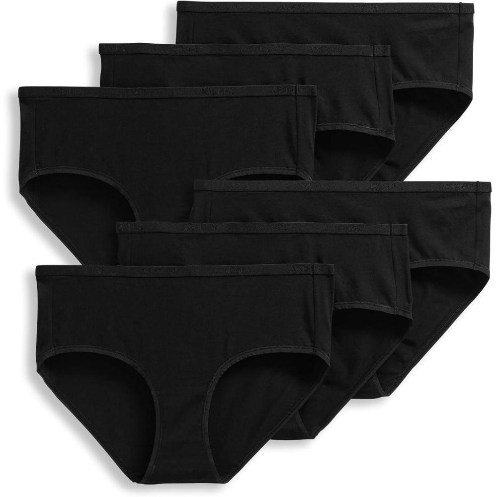 imageJockey Womens Underwear Organic Cotton Stretch Logo Hipster 6 PackBlack