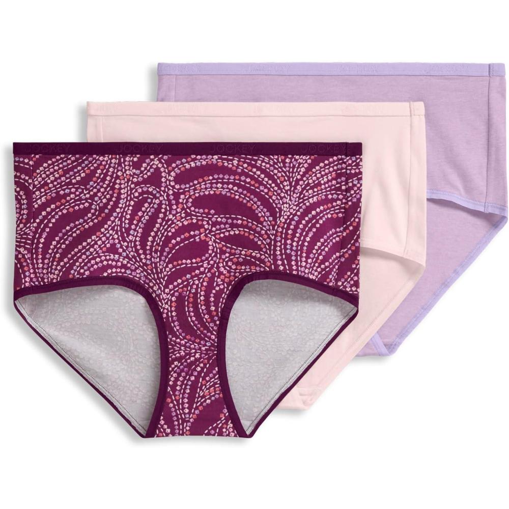 imageJockey Womens Underwear Organic Cotton Stretch Logo Modern Brief 3 PackLilac Cascade