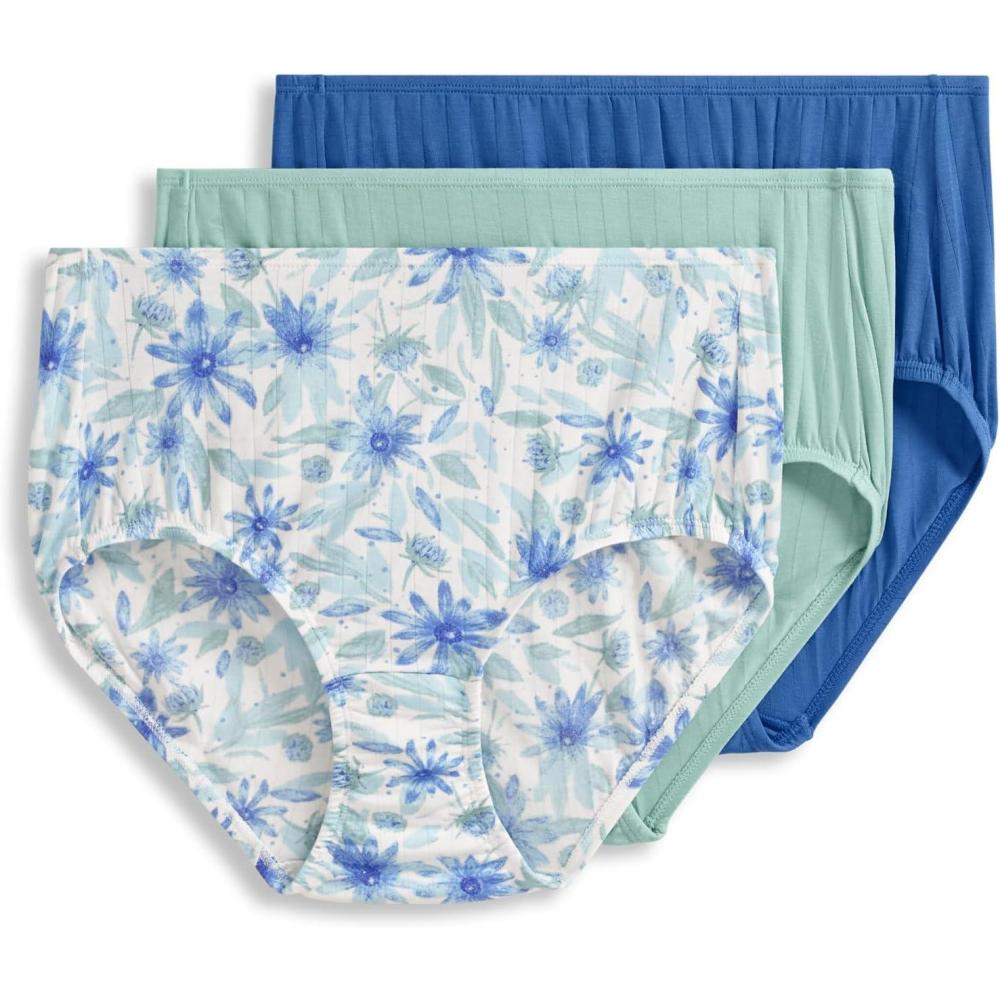imageJockey Womens Underwear Supersoft Breathe Brief  3 PackBlack Eyed SusanTrue BlueCeladon Zen