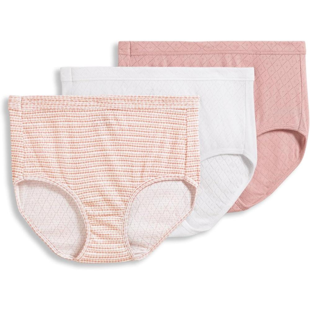 imageJockey Womens Underwear Supersoft Breathe Brief 3 PackWhiteSeashell RoseNeutral Rose Horizon