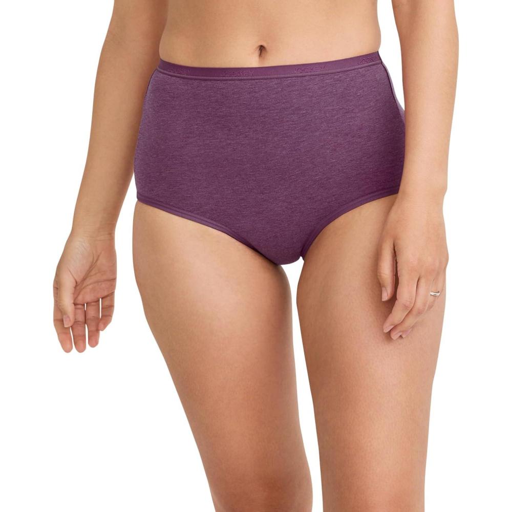 imageJockey Womens Underwear Worry Free Cotton Stretch Moderate Absorbency BriefBerry Heather