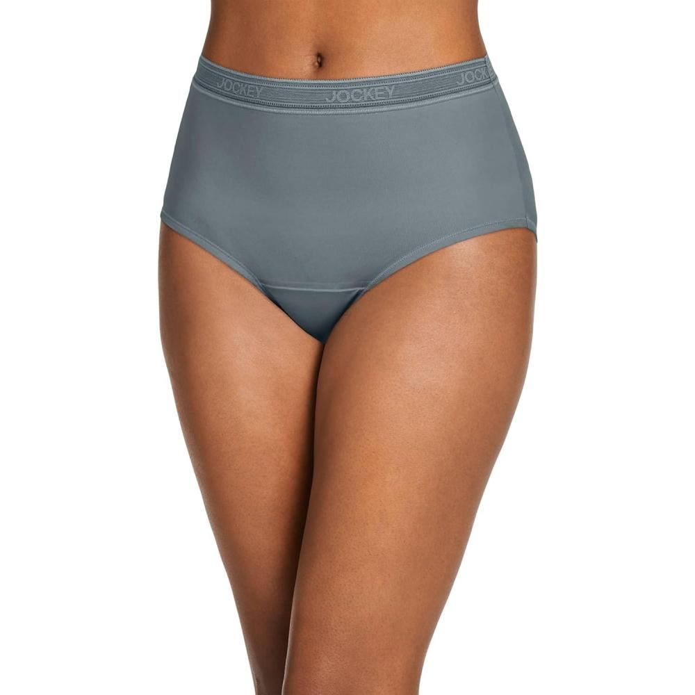 imageJockey Womens Underwear Worry Free Microfiber Moderate Absorbency BriefBattleship Grey