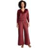 imageJockey Womens Sleepwear Velour Button Top and Wide Leg Pant Sleep SetDeep Cranberry