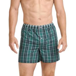 Jockey Men’s Underwear 100% Cotton Woven 5″ Boxer(Rumbling Plaid)
