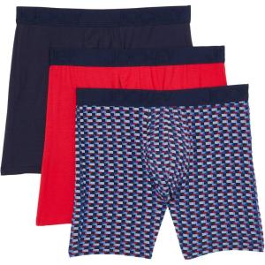 Jockey Men’s Underwear Active Ultra Soft Modal 6″ Boxer Brief – 3 Pack(True Navy/Imperial Red/Wader Lust Geo)