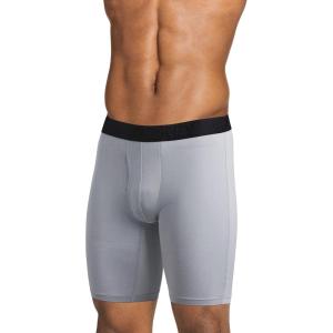 Jockey Men’s Underwear Active Ultra Soft Modal 9″ Long Leg Boxer Brief(Black/Lantern Grey/Mid Grey)