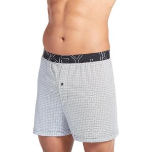 Jockey Men’s Underwear ActiveBlend Knit 5″ Boxer(Black and White Grid)