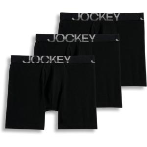 Jockey Men’s Underwear ActiveStretch 7″ Long Leg Boxer Brief – 3 Pack(Black)
