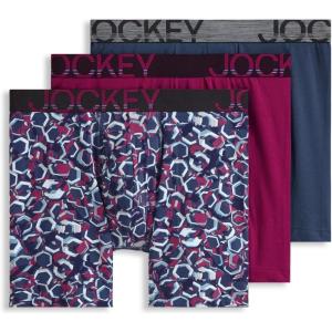 Jockey Men’s Underwear ActiveStretch 7″ Long Leg Boxer Brief – 3 Pack(Nocturne Berry)