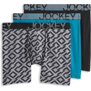 Jockey Men’s Underwear ActiveStretch 7″ Long Leg Boxer Brief – 3 Pack(Northern Light/Tiled Geos/Midnight Grey)