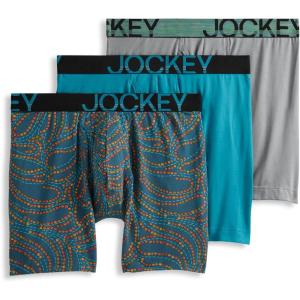Jockey Men’s Underwear ActiveStretch 7″ Long Leg Boxer Brief – 3 Pack(Ocean Surf)