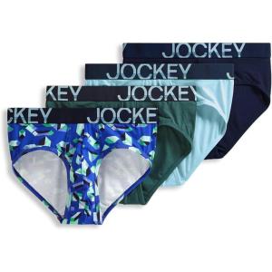 Jockey Men’s Underwear ActiveStretch Brief – 4 Pack(Bleached/Camo Geo/Cactus Pine/True Navy)