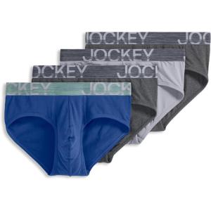 Jockey Men’s Underwear ActiveStretch Brief – 4 Pack(Charcoal Heather/Marina Blue/Grey Dove/Charcoal Heather)