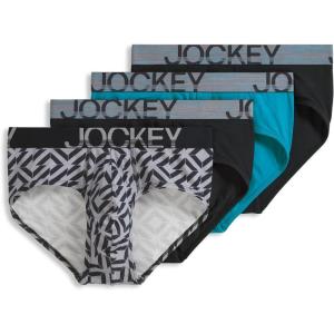 Jockey Men’s Underwear ActiveStretch Brief – 4 Pack(Midnight Grey/Northern Light/Tiled Geos/Midnight Grey)