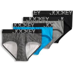 Jockey Men’s Underwear ActiveStretch Brief – 4 Pack(Pebble/Z Stripe/Extra Turquoise/Black)