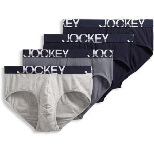 Jockey Men’s Underwear ActiveStretch Brief – 4 Pack(True Navy/Lantern Grey/True Navy/Grey Heather)