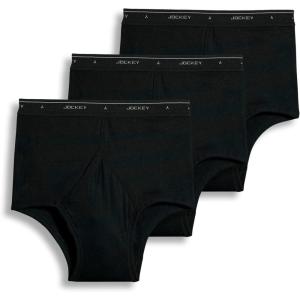Jockey Mens Underwear Briefs – Classic Full Rise Design, Pack of 3 – Authentic Mens Underwear for Comfort and Quality(Black)