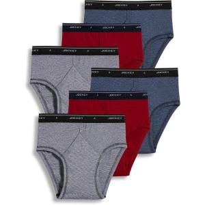 Jockey Mens Underwear Briefs – Classic Low Rise Design, Pack of 6 – Authentic Mens Underwear for Comfort and Quality(Black Stripe/Red Apple/Blue Stripe)