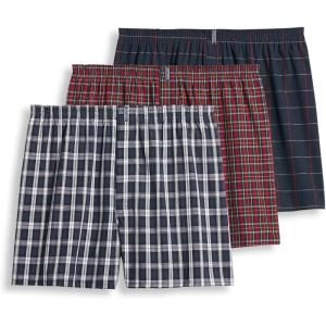 Jockey Men’s Underwear Classics Full Cut 5″ Boxer – 3 Pack(Navy Tartan/Classic Red Tartan/Navy Windowpane)