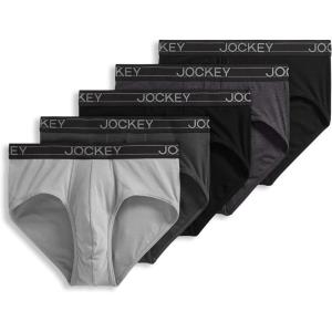 Jockey Men’s Underwear Lightweight Cotton Blend Brief – 5 Pack(Black/Charcoal Heather/Trusted Pewter/Quartz Grey/Black)