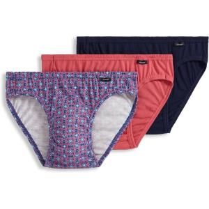 Jockey Men’s Underwear Men’s Elance Bikini – 3 Pack(Typical Marina Tile Dot/Malibu Red/True Navy)