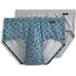 Jockey Men’s Underwear Men’s Elance Poco Brief – 2 Pack(Typical Tile Dot/Solid Grey)