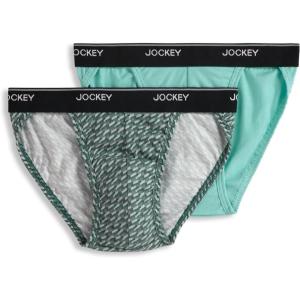 Jockey Men’s Underwear Men’s Elance String Bikini – 2 Pack(Green Duet Geo/Opulent Jade)