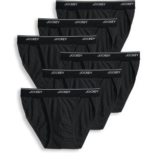 Jockey Men’s Underwear Men’s Elance String Bikini – 6 Pack(Black)
