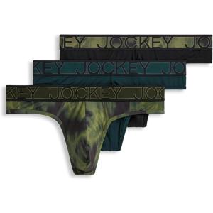 Jockey Men’s Underwear Microfiber Stretch Thong – 3 Pack(Black Spruce)