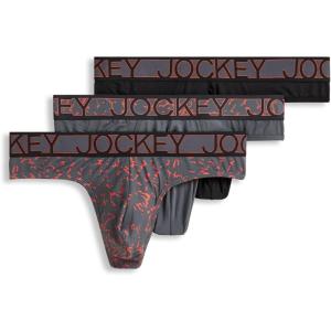 Jockey Men’s Underwear Microfiber Stretch Thong – 3 Pack(Striated Steel)