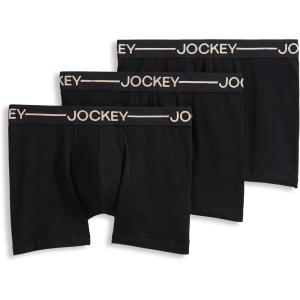 Jockey Men’s Underwear Organic Cotton Stretch 4″ Trunk – 3 Pack(Black)