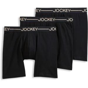 Jockey Men’s Underwear Organic Cotton Stretch 6.5″ Boxer Brief – 3 Pack(Black)