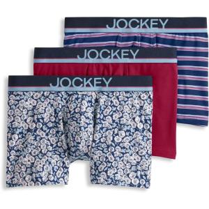 Jockey Men’s Underwear True Style 4″ Trunk – 3 Pack(Funky Marina Floral/Red Pear/Soft Blue Fall Stripe)