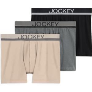 Jockey Men’s Underwear True Style 4″ Trunk – 3 Pack(Grey/Beige/Black Night)
