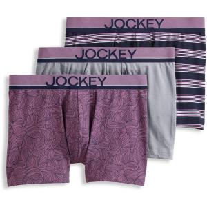 Jockey Men’s Underwear True Style 4″ Trunk – 3 Pack(Hiker/Grey Dove/Capeline Stripe)