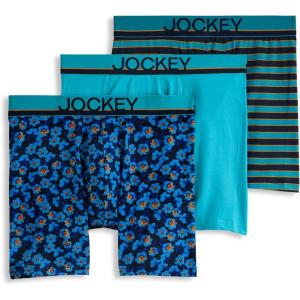 Jockey Men’s Underwear True Style 6″ Boxer Brief – 3 Pack(Blooming Floral/Ocean Surf/Mystery Stripe)