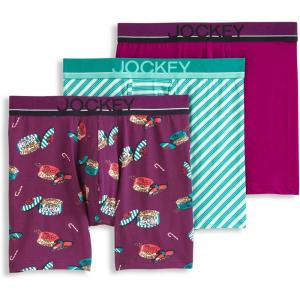 Jockey Men’s Underwear True Style 6″ Boxer Brief – 3 Pack(Candy Royale)