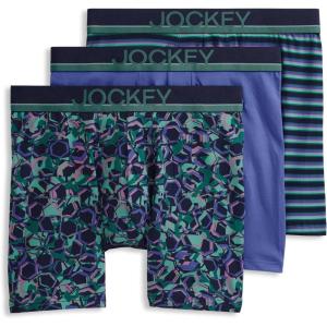 Jockey Men’s Underwear True Style 6″ Boxer Brief – 3 Pack(Future Dusk Cherished Stripe/Faded Grape/Deconstructed Geo)