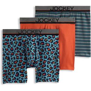 Jockey Men’s Underwear True Style 6″ Boxer Brief – 3 Pack(Leafy Stripe)