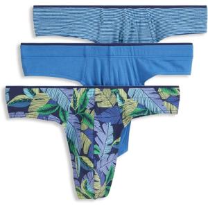 Jockey Men’s Underwear True Style Thong – 3 Pack(Fanning Flora/True Blue/Frolic Stripe)