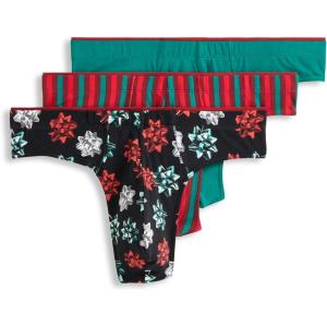 Jockey Men’s Underwear True Style Thong – 3 Pack(Festive Bows)