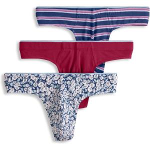 Jockey Men’s Underwear True Style Thong – 3 Pack(Funky Marina Floral/Red Pear/Soft Blue Fall Stripe)