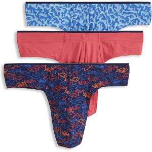 Jockey Men’s Underwear True Style Thong – 3 Pack(Something Fishy/Malibu Red/Ocean Coral)