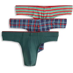 Jockey Men’s Underwear True Style Thong – 3 Pack(Sweet Plaid/Cactus Pine/Twinkling Stripe)