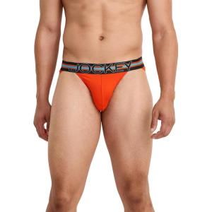 Jockey Sport Men’s Underwear Sport Stability Pouch Microfiber String Bikini(Orange Blaze)